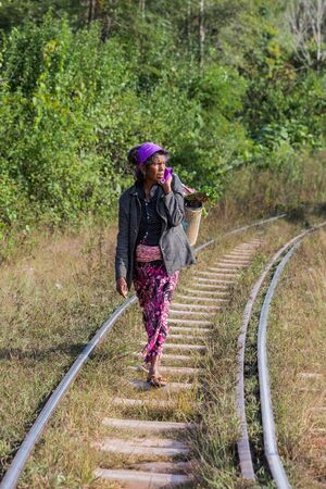 railroad track Kalaw Shan state Myanmarのeditorial素材