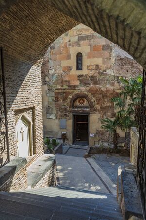 Antchiskhati Basilic old town street Tbilisi Georgia Europe landmarkの写真素材