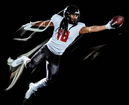 american football player man isolated black background light paintingの写真素材