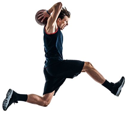 basketball player man isolated silhouette shadowの写真素材