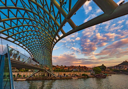 The Bridge of Peace Tbilisi Georgia Europe landmarkのeditorial素材