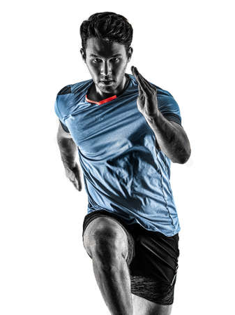 runner running jogger jogger young man isolated white backgroundの写真素材