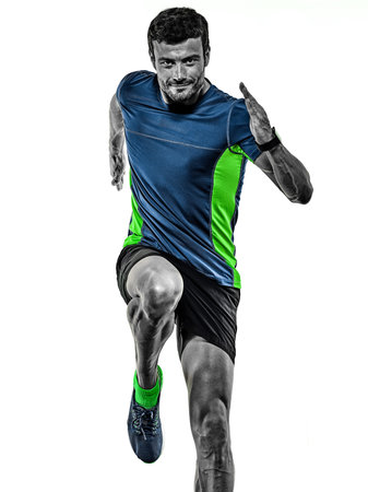 mature man running runner jogging jogger isolated white background