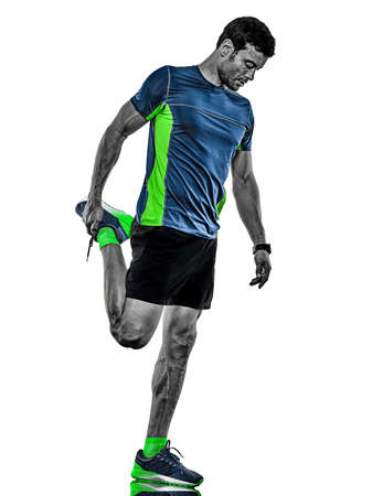 mature man running runner jogging jogger isolated white backgroundの写真素材