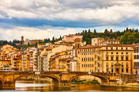 Florence Arno river Cityscape skyline Tuscany Italy landmarkの写真素材