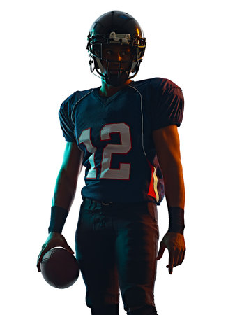 american football player man isolated white backgroundの写真素材