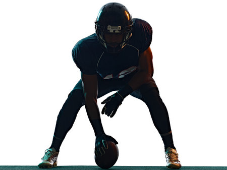 american football player man isolated white backgroundの写真素材