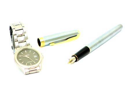 Wristwatches Steel and penの写真素材