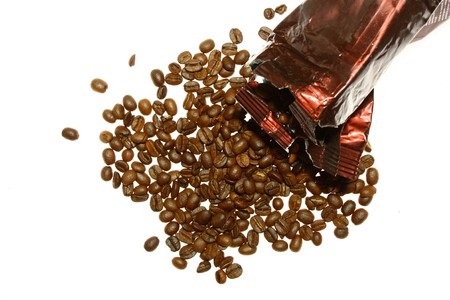 accidentally spilled a pack of coffee beansの写真素材