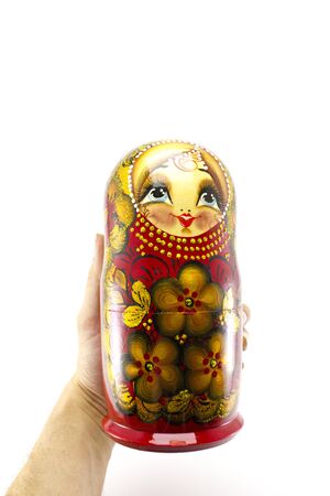 Matryoshka Russian doll in handの写真素材