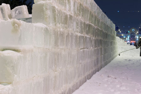 Great Wall built of ice blocksの写真素材