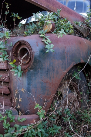 Rusted truck with a busted headlightの写真素材