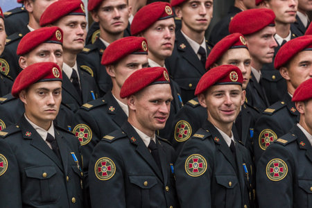 August 24, 2016. Kyiv Ukraine Military parade for the Ukrainiaのeditorial素材