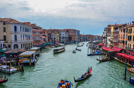 Venice, Italy - April 26, 2013:Beautiful view of famous Grand Canal in Venice, Italyのeditorial素材