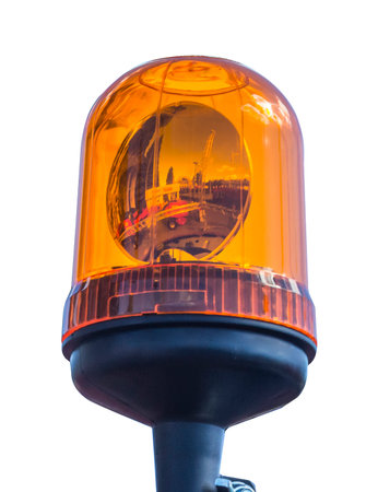 Warning light, orange, mounted on the tractor, traffic warning.の写真素材