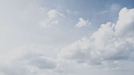 white background of blue sky with soft cloudsの写真素材