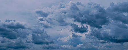 dramatic dark black clouds and storm before rainyの写真素材