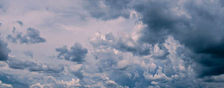 dramatic dark black clouds and storm before rainyの写真素材
