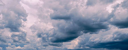dramatic dark black clouds and storm before rainyの写真素材