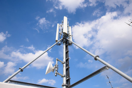 Mobile phone mast antenna and blue sky