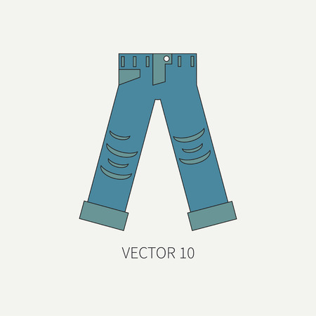 Line flat color vector icon wear - ripped jeans. Punk rock style. Illustration texture for design, wallpaper.のイラスト素材