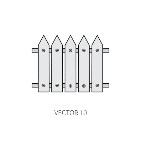 Line flat color vector icon garden tool - fence. Cartoon style. Vector illustration and element for your design , wallpaper.のイラスト素材