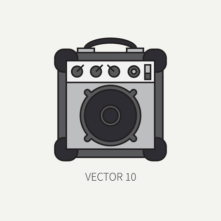 Line flat color vector icon musical equipment - guitar amplifier. Punk rock style. Illustration texture for design, wallpaper.のイラスト素材