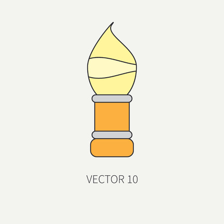 Line color shaving accessories icon - shaving brush. Vector illustration , design element. Barbershop element.のイラスト素材