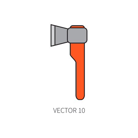 Line flat color vector icon garden tool - hatchet. Cartoon style. Vector illustration and element for your design , wallpaper.のイラスト素材