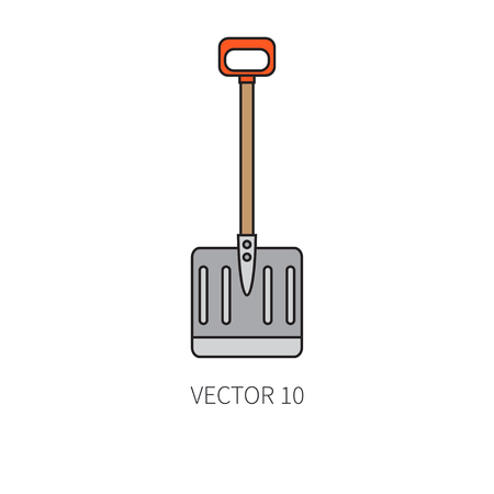 Line flat color vector icon garden tool - shovel. Cartoon style. Vector illustration and element for your design , wallpaper.のイラスト素材