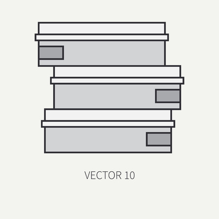 Line flat color vector icon elements of filmmaking and multimedia - 35mm film bobbin. Cartoon style. Cinema. Vector illustration and element for your design , wallpaper. Collection. Screenplay. Film.のイラスト素材