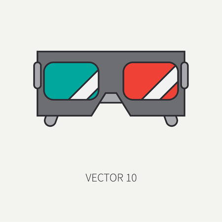 Line flat color vector icon elements of filmmaking and movie theater - 3D glasses. Cartoon style. Cinema. Vector illustration and element for your design , wallpaper. Collection. Screenplay. Movie.のイラスト素材