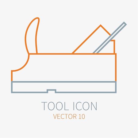 Line working color plane for construction, building and home repair icon. Vector illustration for design. Hand work tool. Industrial cartoon style. Simple. Pictogram. Service. Equipment. Repair.のイラスト素材