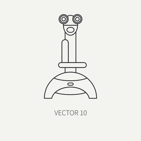 Line flat vector computer part icon joystick. Cartoon style. Digital gaming and business office pc desktop device. Innovation gadget. Gamepad. Illustration and element for your design and wallpaper.のイラスト素材