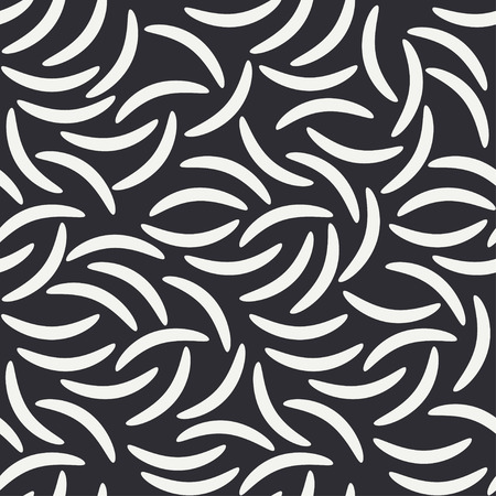 Abstract monochrome fashion flat seamless vector pattern with geometric bend doodles. Wrapping hipster scribbles. Cartoon retro minimal style background. Illustration element for design and wallpaperのイラスト素材