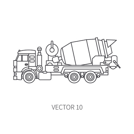 Line vector icon construction machinery truck cement mixer. Industrial style. Corporate cargo delivery. Commercial transportation. Building concrete. Business. Engineering. Diesel. Illustration design.のイラスト素材