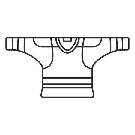 Line vector icon hockey, rugby, baseball uniform shirt and jacket. Sport equipment success symbol. Athletic competition activity. College outdoor training team game. Retro style illustration element.のイラスト素材