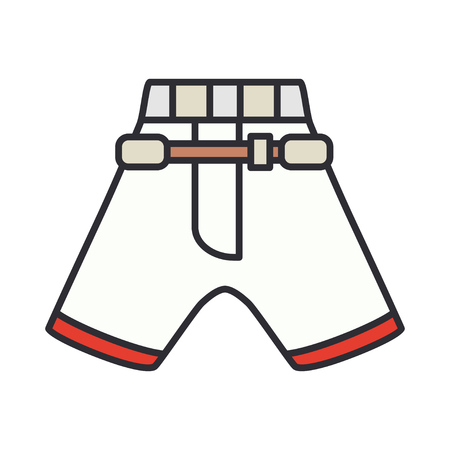 Color vector icon hockey, rugby, baseball uniform cotton shorts. Sport equipment success symbol. Athletic competition activity. College outdoor training team game. Retro style illustration element.のイラスト素材
