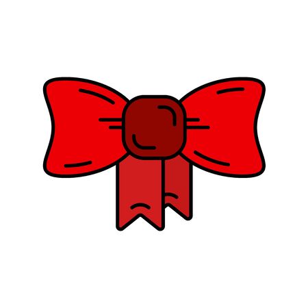 Line gift box ribbon icon. Present, giftbox. Party celebration, holidays event, carnival party element icon. Children happiness. Bargain shop packaging. Vector color illustration vintage sale object.のイラスト素材