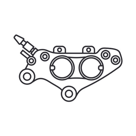 Line vector icon auto moto parts accessories brake cylinder. Repair service equipment. Engine elements shop catalog. Vintage vehicle symbol. Motorcycle mechanic. Transportation. Graphic element sign.のイラスト素材