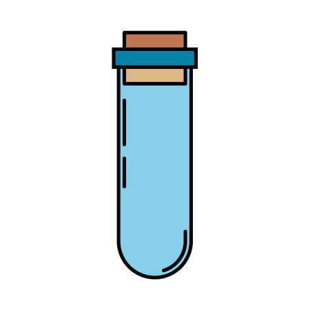 Line color medical healthcare art icon flask, tube. Professional equipment symbol. Science, pharmacy, medic, chemistry background emblem element. Laboratory glass. Vector medical outline illustration.のイラスト素材