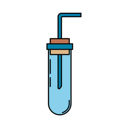 Line medical color healthcare art icon flask, tube. Professional equipment symbol. Science, pharmacy, medic, chemistry background emblem element. Laboratory glass. Vector medical outline illustration.のイラスト素材
