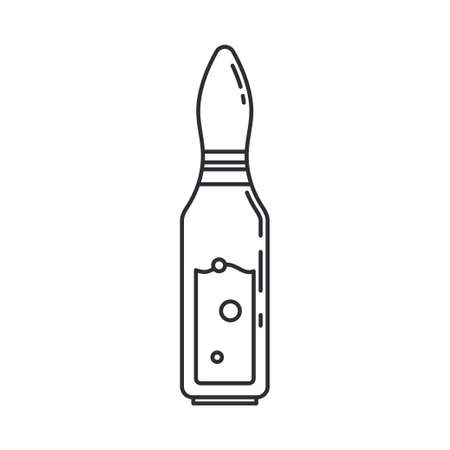 Line medical healthcare art icon ampoule. Professional equipment symbol. Science, pharmacy, medic, chemistry background emblem element. Laboratory glass. Vector medical outline illustration.のイラスト素材