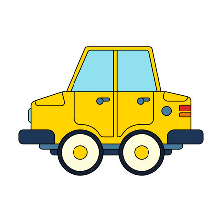 Color vector icon with toys car. Engaging and interactive toys that spark creativity and imagination. Designed for kids. Encourage playtime and ignite the joy of discovery with popular childrens toysのイラスト素材