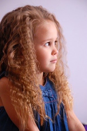 Little blond girl portrait smilingの写真素材