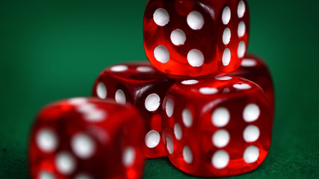 Dice on a green felt