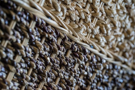 Traditional style pattern nature background of handicraft woven straw