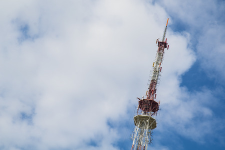 Broadcast TV antenna and satellite dish signal.の写真素材