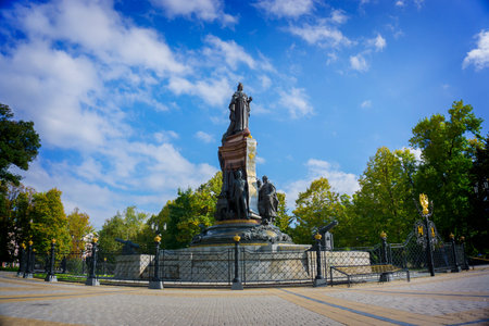 Krasnodar, Russia - September 30: Monument to Ekaterine the Great, gave the land and founded the Cossacks Krasnodar on September 24, 2016のeditorial素材