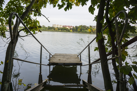 Old place for fishing on the lakeの写真素材